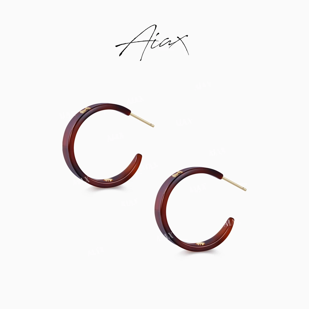 铜合金耳饰 时尚百搭气质小众港风个性渐变色C型耳环TSL1305