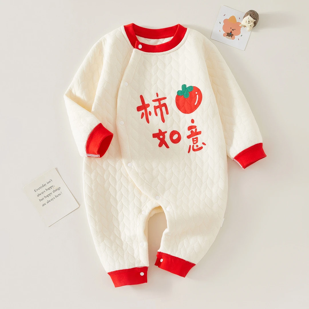 婴儿连体衣夹棉宝宝哈衣爬服秋冬保暖初生儿和尚服新生儿衣服冬季