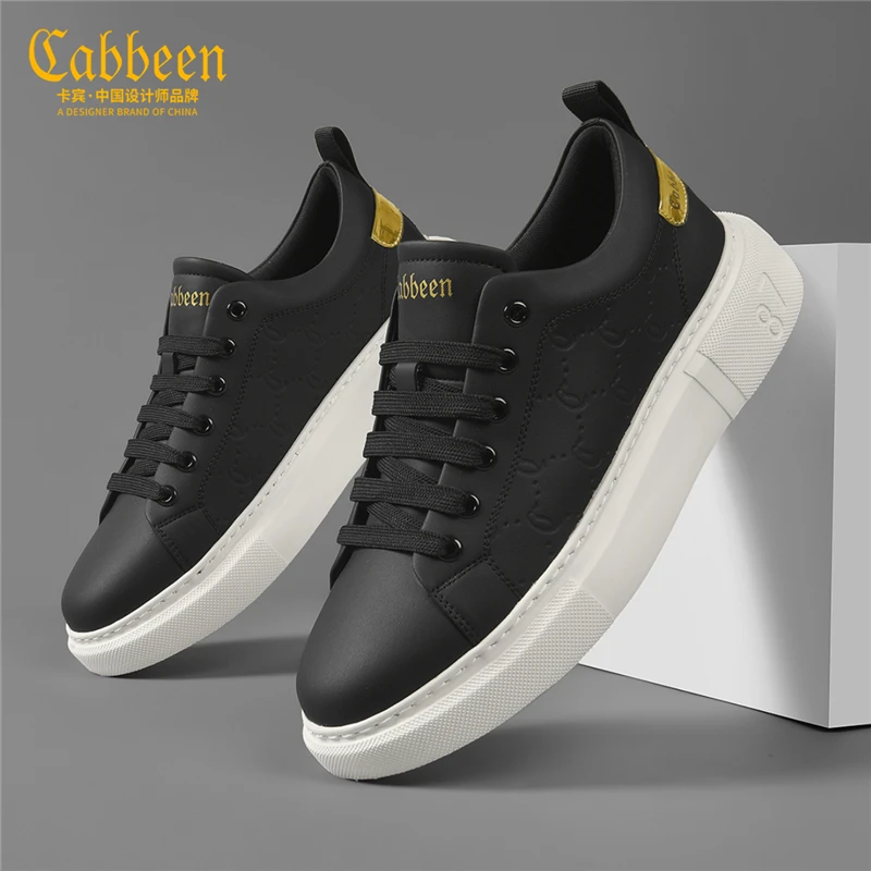 卡宾黑色板鞋男潮牌爆款男鞋2024年秋冬新款潮流男士休闲鞋小黑鞋