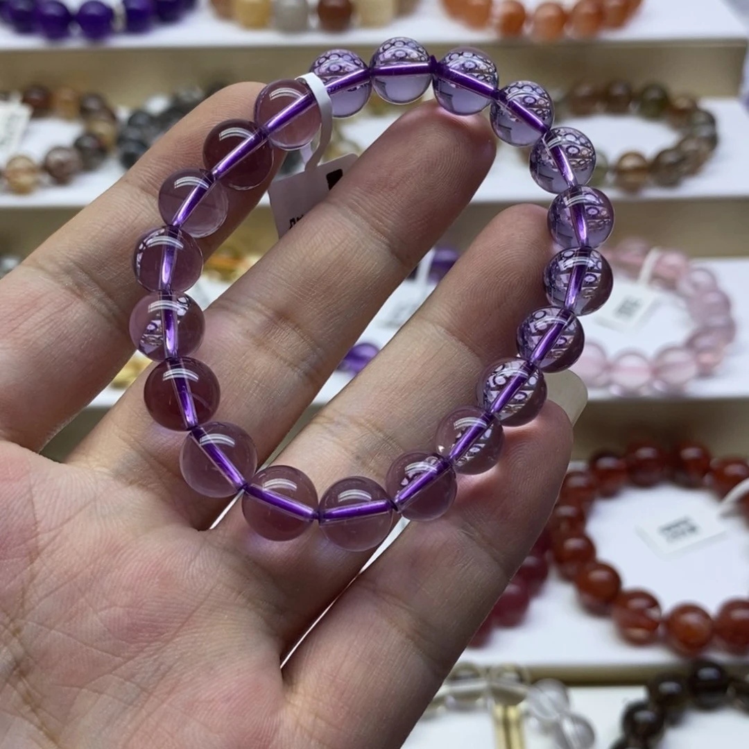【闪购商品】水晶手链未镶嵌荷**色巴西紫水晶9m