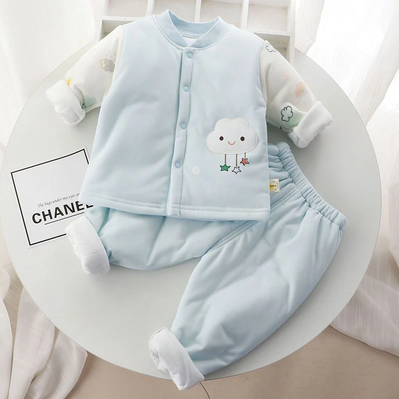 宝宝套装婴幼儿衣服加棉秋冬棉衣套装分体式衣服内衣可开档衣