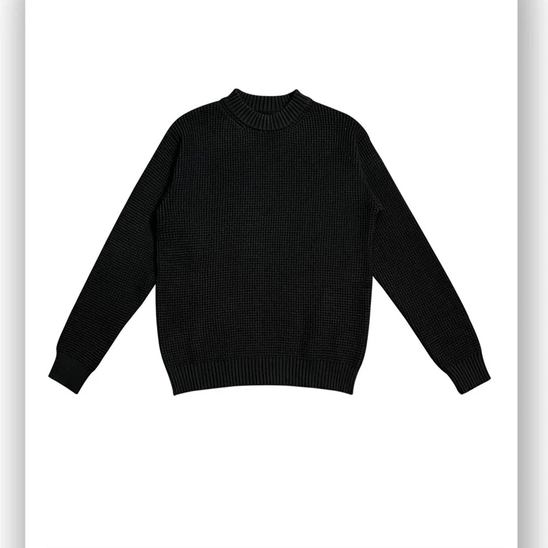 男士秋冬季重磅轻奢菠萝纹套头毛衣加厚圆领纯色肌理感内搭针织衫