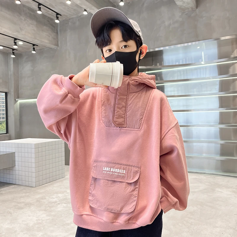 儿童装男童秋装连帽卫衣宽松新款中大童春秋款男孩长袖上衣秋季潮