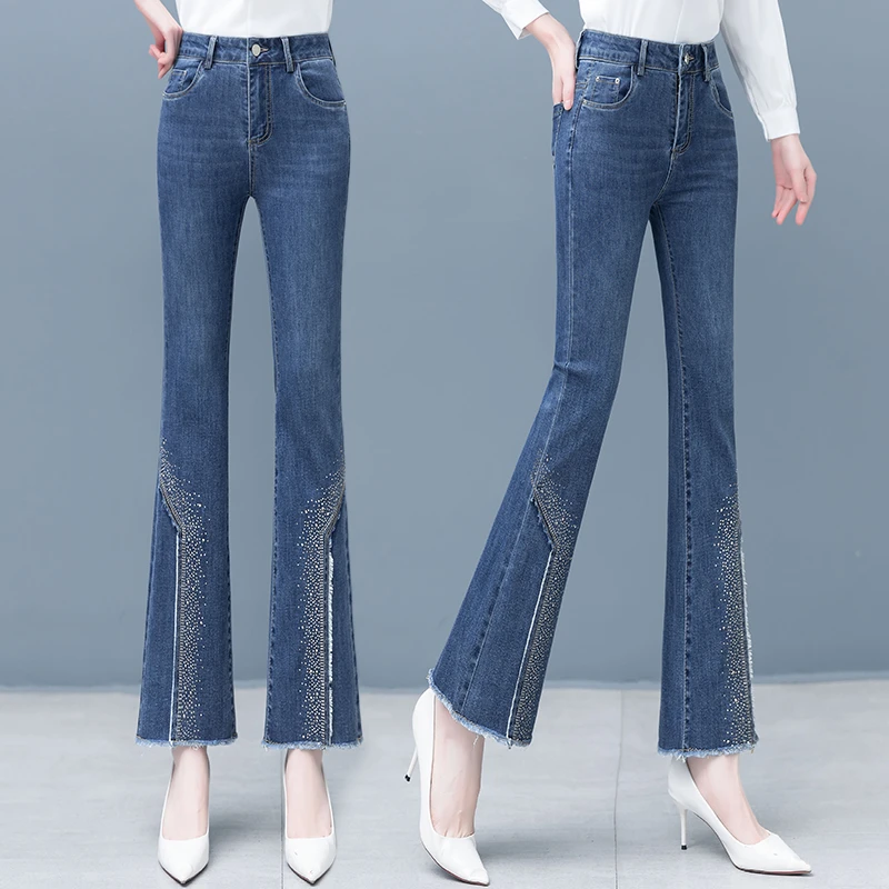 高腰显瘦牛仔裤女士2024年新款春装宽松阔腿裤子春秋女爆款喇叭裤