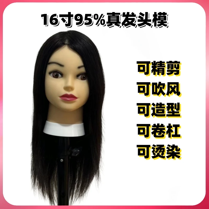 《95%真发头模》美发假人头公仔头学徒练习模特头可吹剪烫染造型