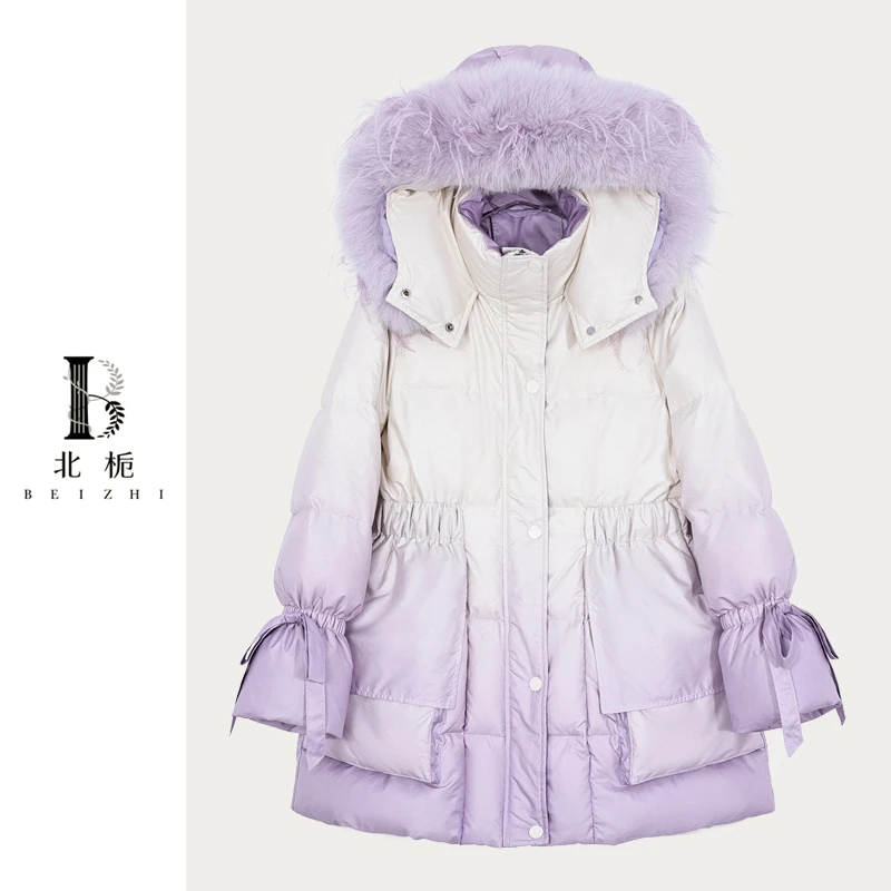 【北栀】渐变色狐狸毛+鸵鸟毛领羽绒服813934+813508