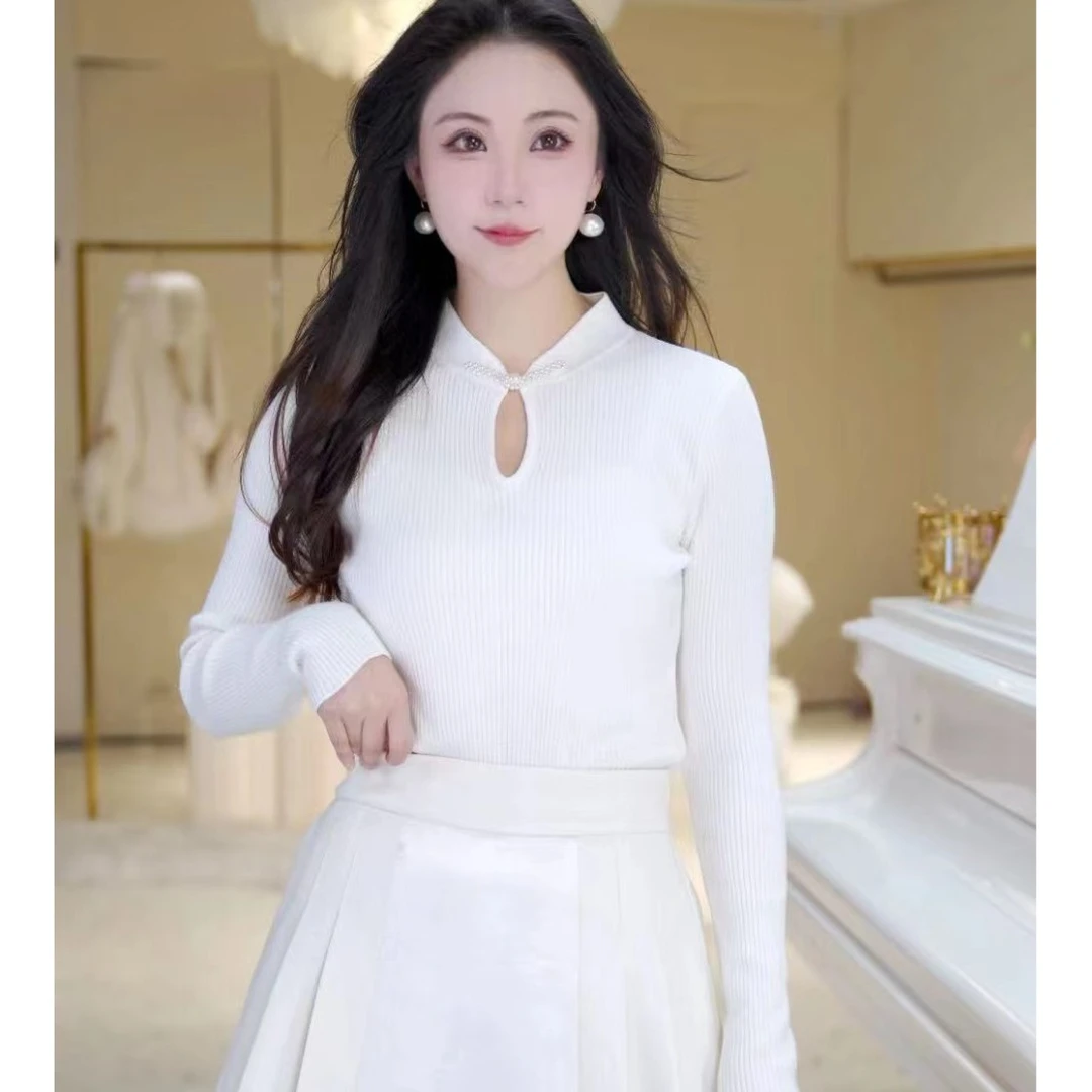 【北栀】针织盘扣水滴针织衫毛衣810941