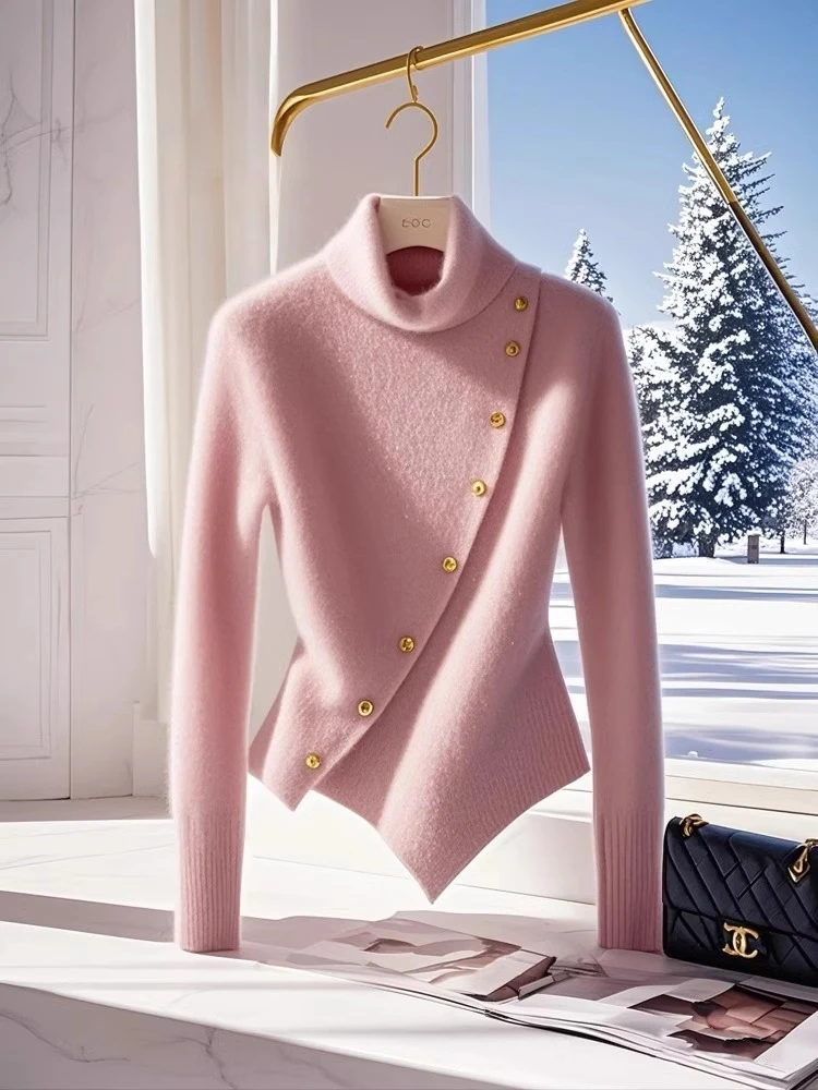 圣诞新年爆款毛衣韩系超好看漂亮粉色女款洋气减龄冬季针织毛衣