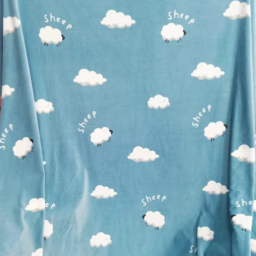 高端加密保暖绒布料～蓝云朵