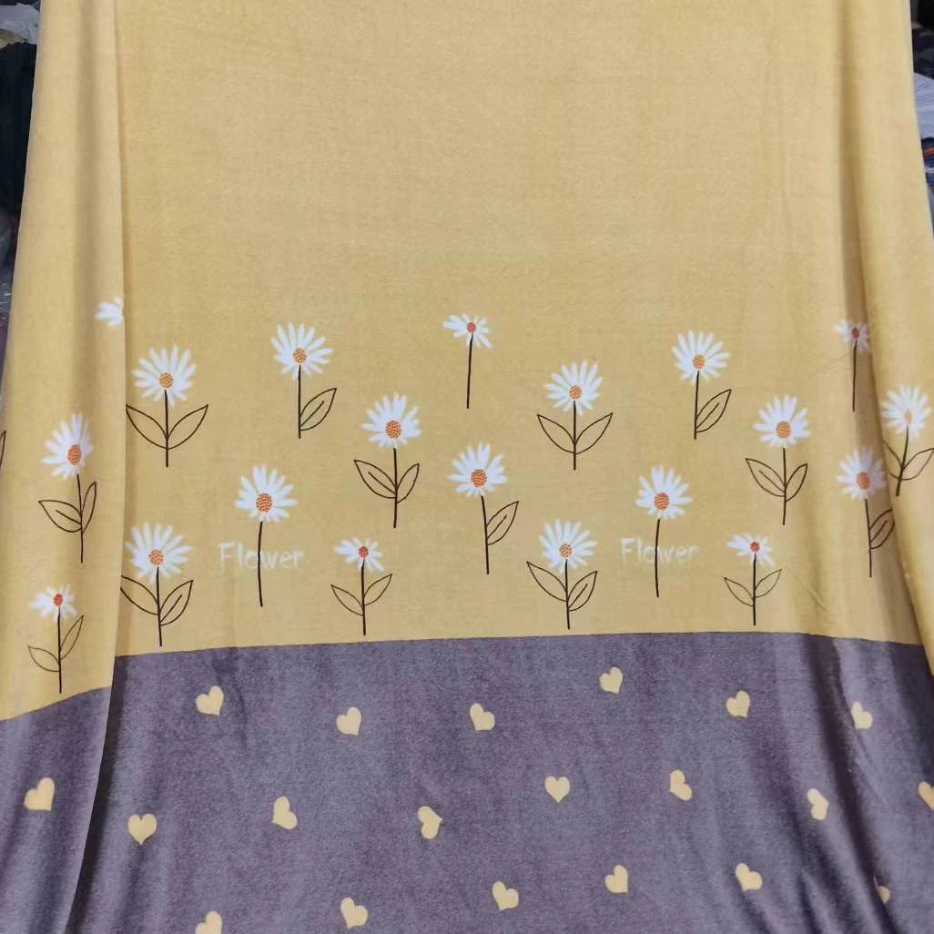 保暖绒布料～拼接黄花