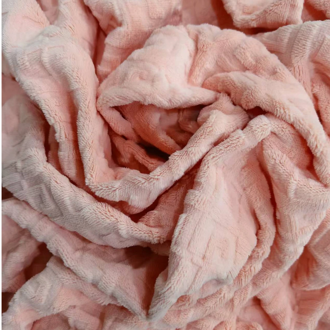 保暖绒布料～橘方块雕花