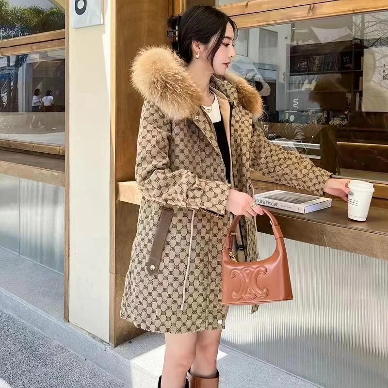 派克服时尚女装中长款压花洋气韩风时尚显瘦派克服女装
