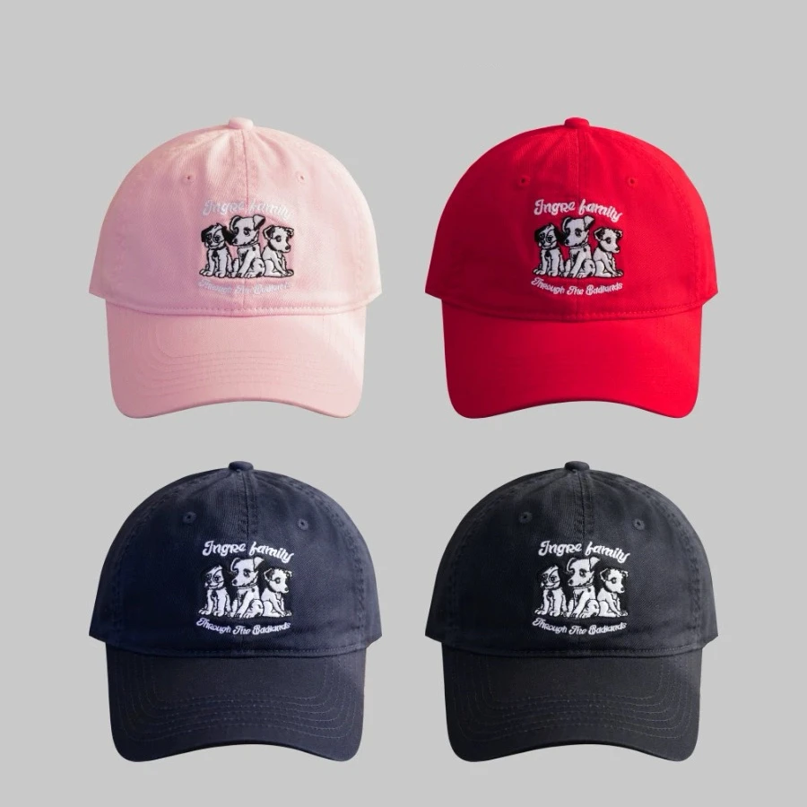 晴子Studio~三只小狗加深帽筒显脸小棒球帽减龄情侣宽帽檐鸭舌帽