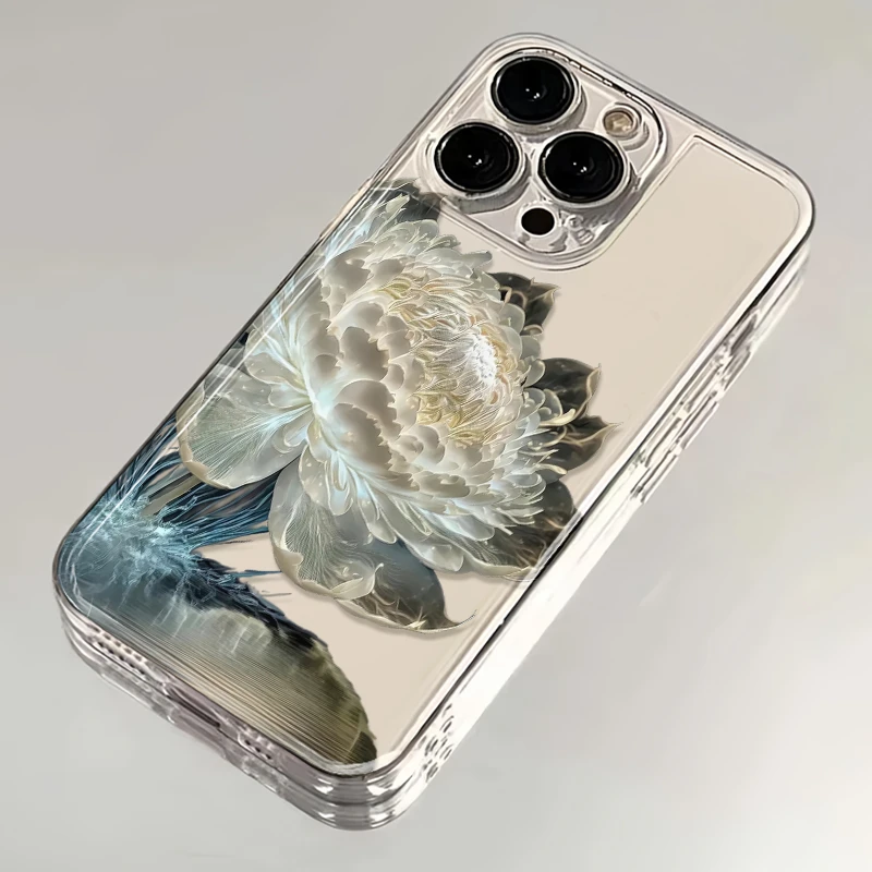 炫彩荷花手机保护套iPhone15手机壳14/13/12小众ins风oppo/vivo软