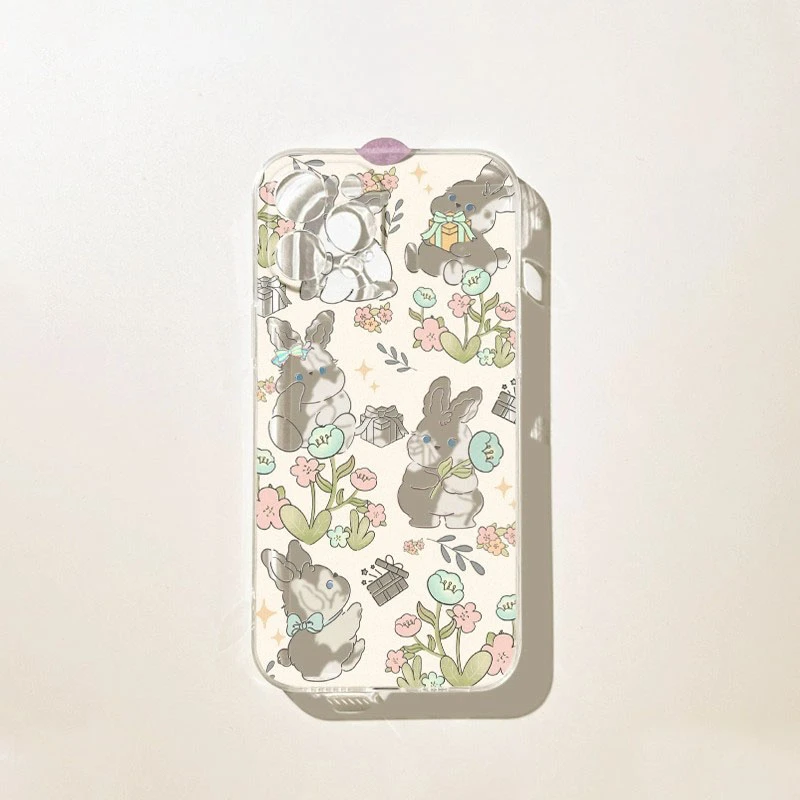 花丛兔子iPhone15Promax苹果14女款ins全包oppo/华为mate60可爱风