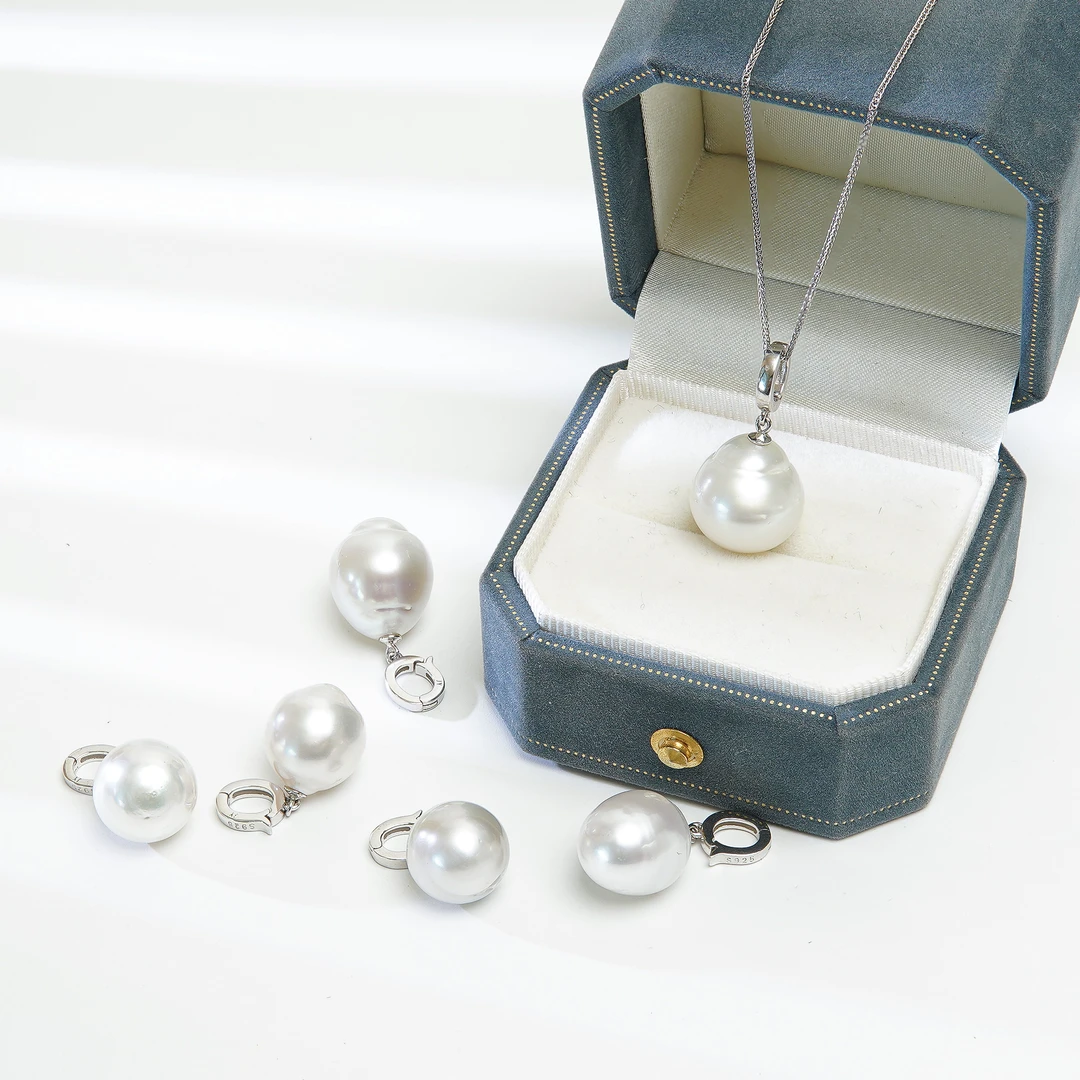 冷光海水澳白巴洛克吊坠活口扣经典百搭S925银（多样性发1件