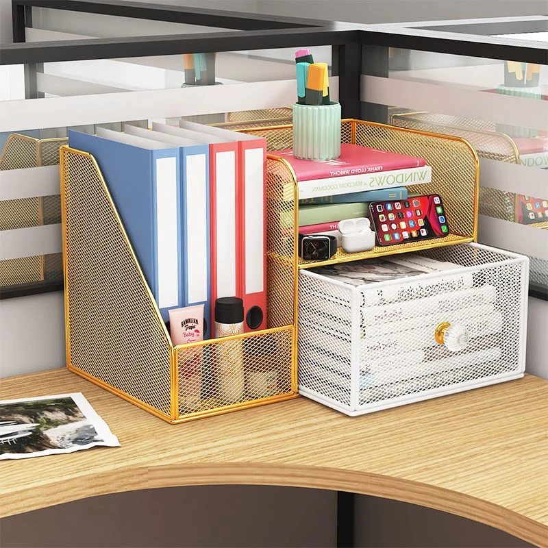 办公桌面置物架文件收纳架文件收纳盒办公用品大全多层文件架组合