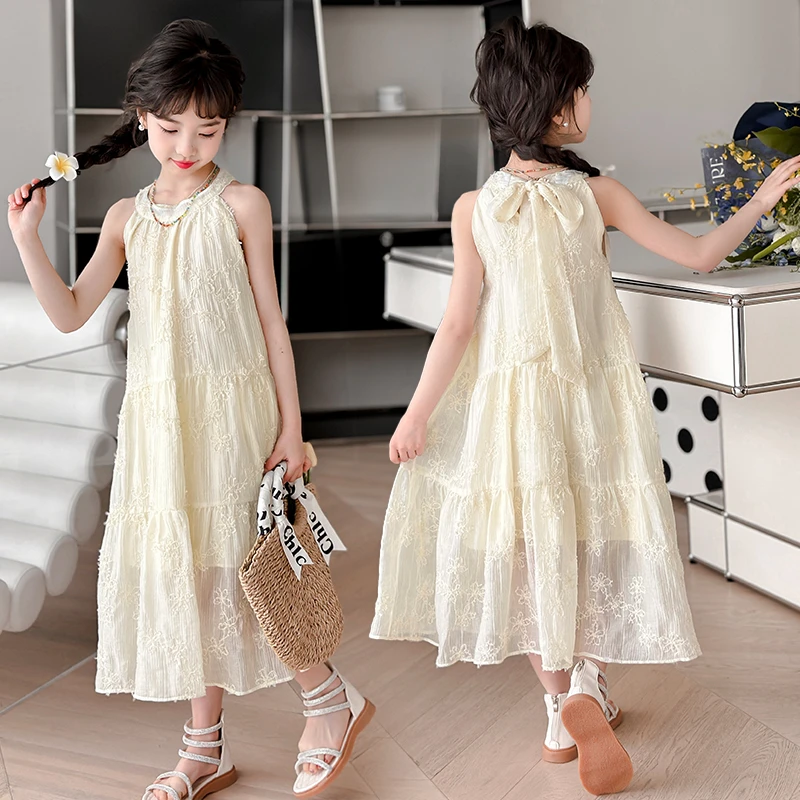女童连衣裙夏装2024新款洋气女孩裙子女大童吊带裙儿童夏季公主裙