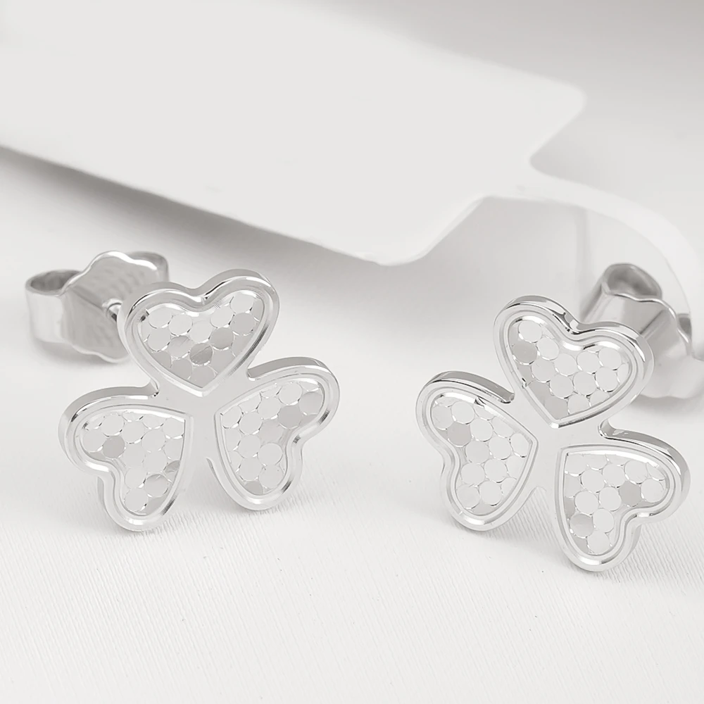 【瑞梦缘】PT990铂金 三叶草款镭射款亮面时尚气质耳钉XE01103