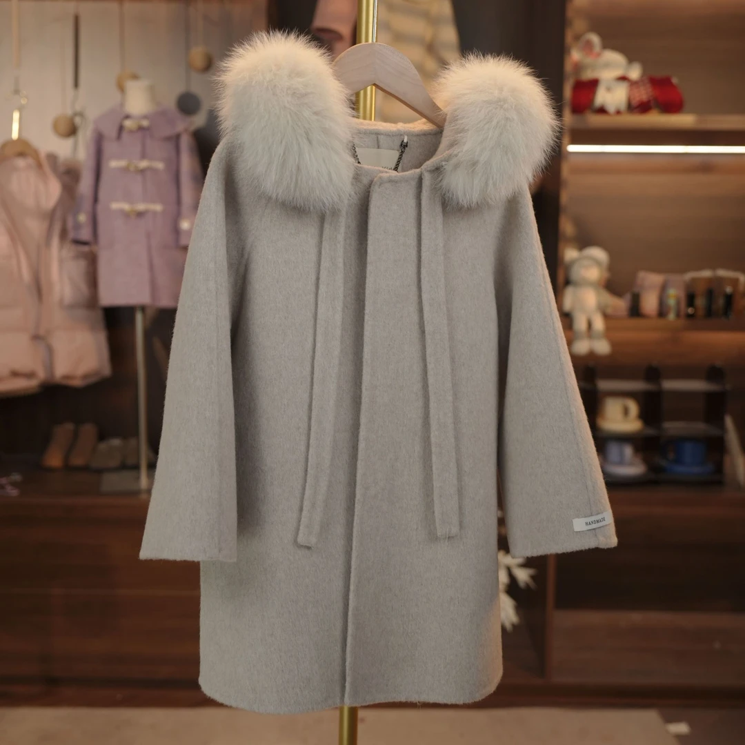 泡芙定制 2023冬季儿童双面绵羊毛外套大衣 女童DY231220