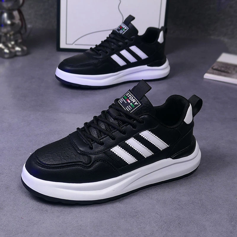 真皮百搭潮男冬季男鞋小白鞋2025新款厚底增高板鞋防滑休闲运动鞋