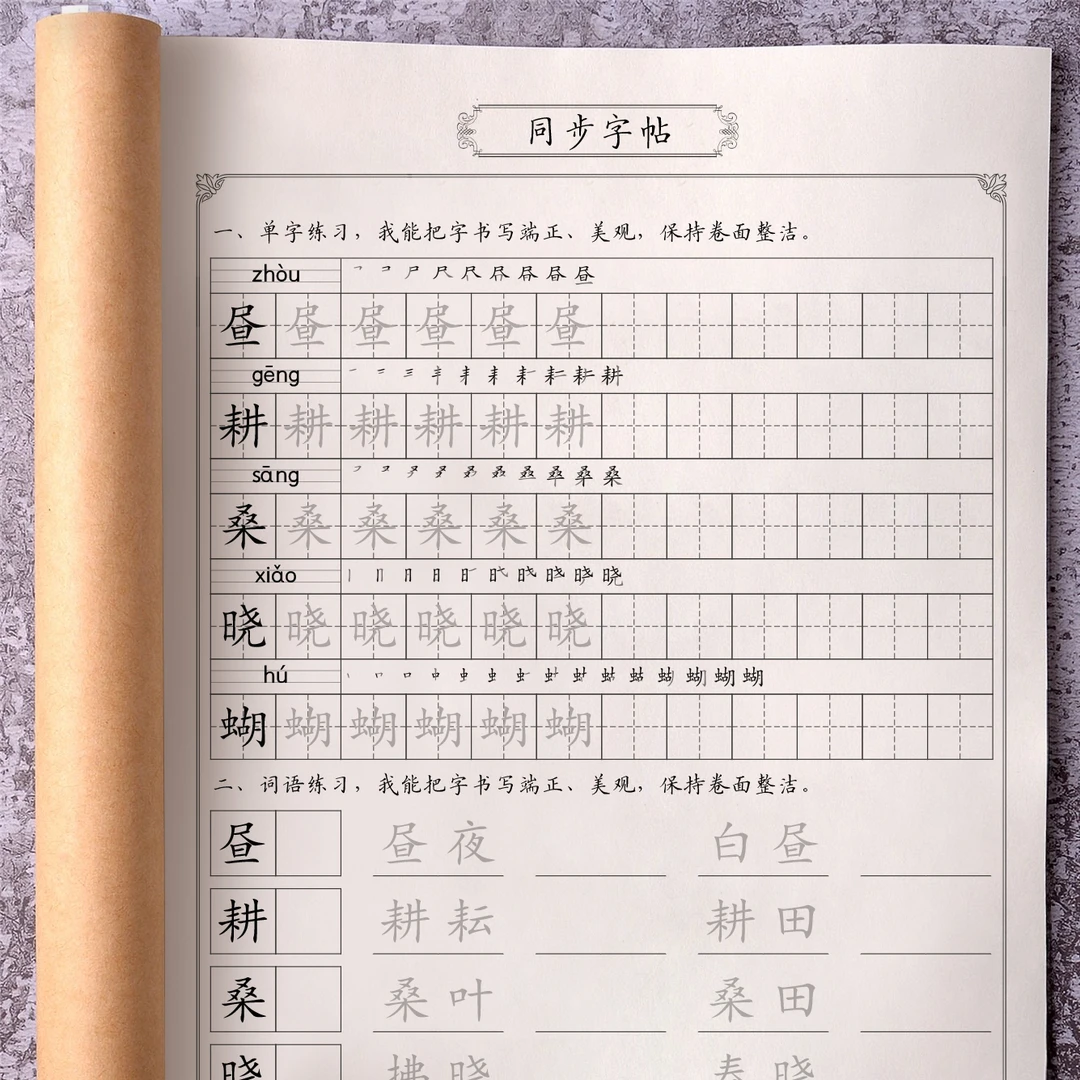 部编人教版五年级下册写字表练字帖语文一类生字组词钢笔描红本