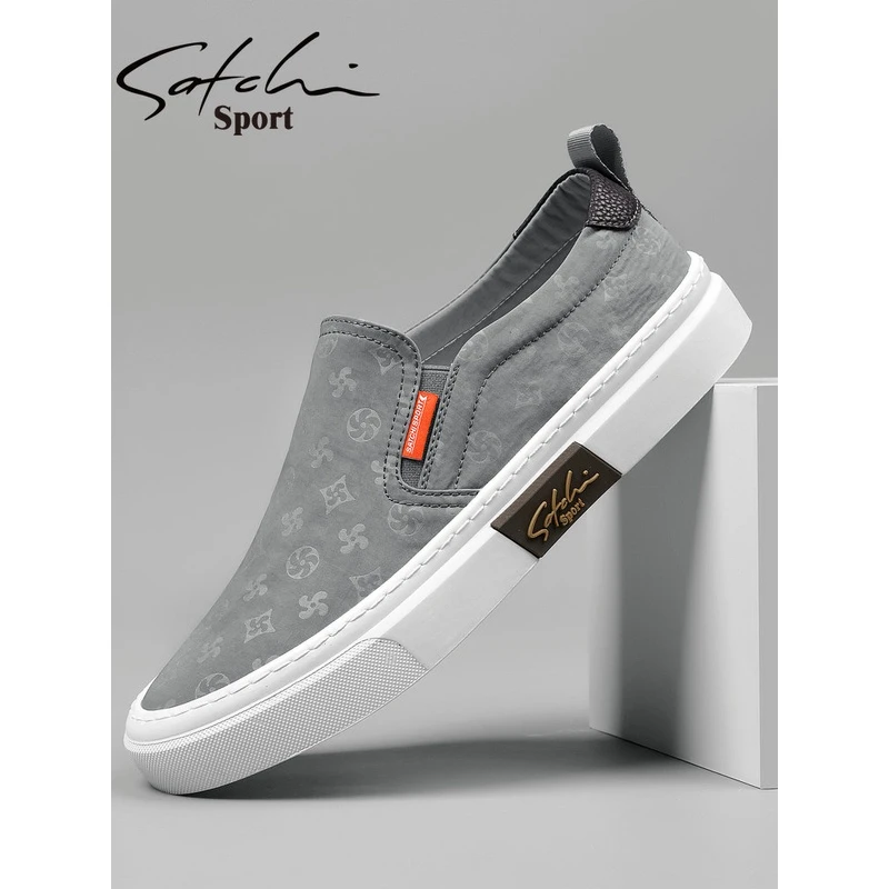 沙驰运动秋季新款百搭舒适帆布鞋时尚软底灰色薄款低帮男橡胶板鞋