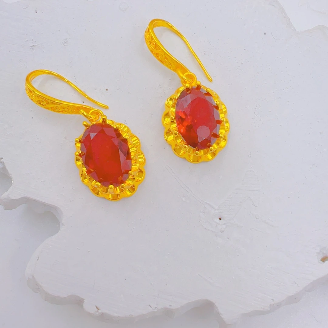 铜合金仿水晶耳饰 铜合金新款复古时尚耳环饰品不易掉色不易过敏