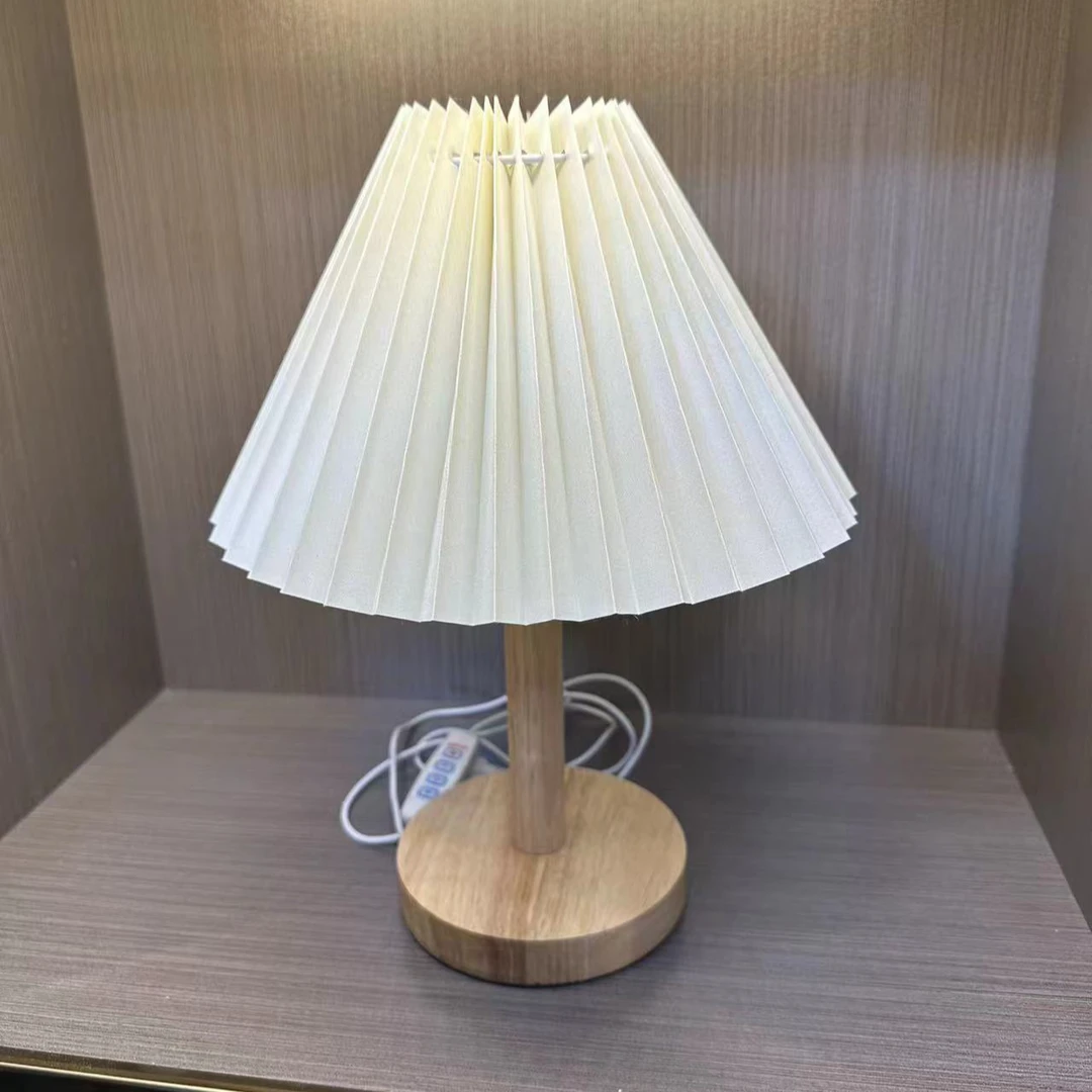 北欧网红ins卧室高颜值调光百褶台灯少女小夜灯