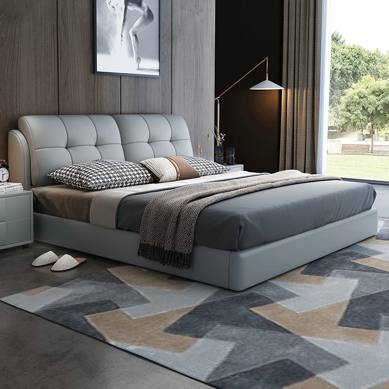 222# 皮床现代简约1.8米主卧婚床1.5米双人床轻奢榻榻米