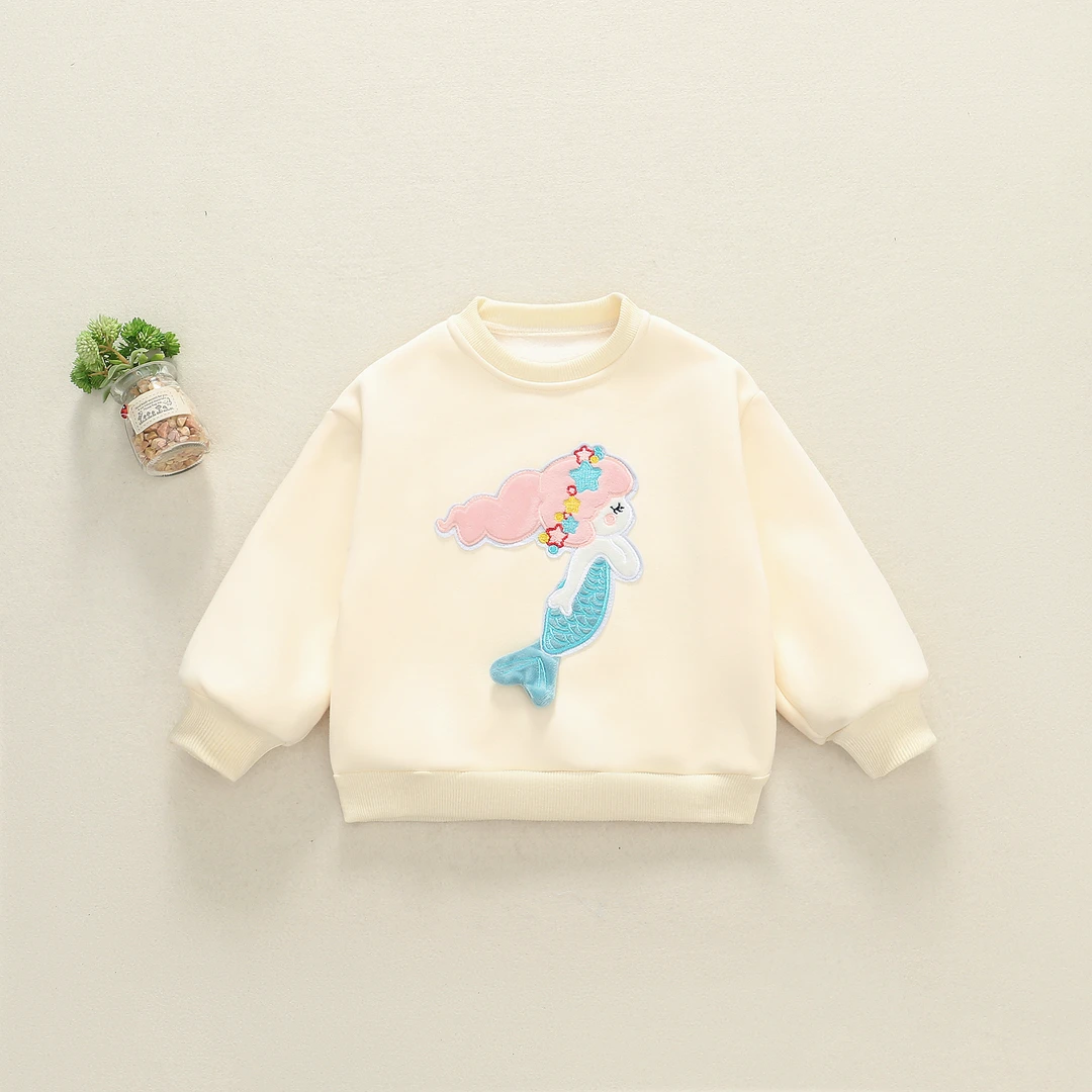 美人鱼卫衣内搭打底中小童儿童春秋女童长袖洋气宝宝加绒圆领