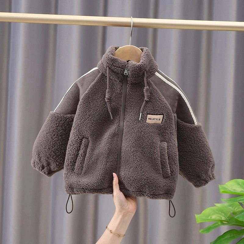男童棉服冬季外套新款加绒女童秋冬装宝宝加厚棉衣保暖儿童毛毛衣