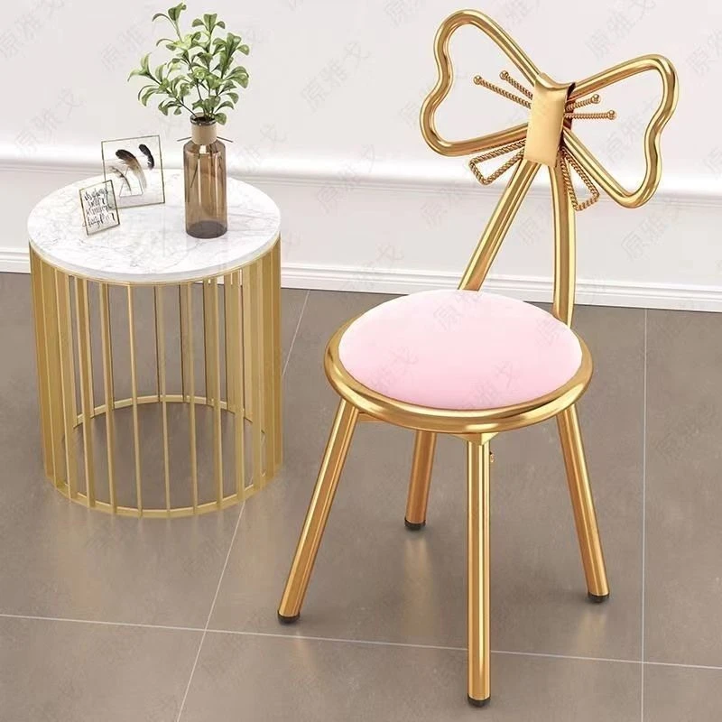 新疆包邮新疆包邮蝴蝶梳妆凳靠背椅蝴蝶椅椅美甲店轻奢网红凳子公
