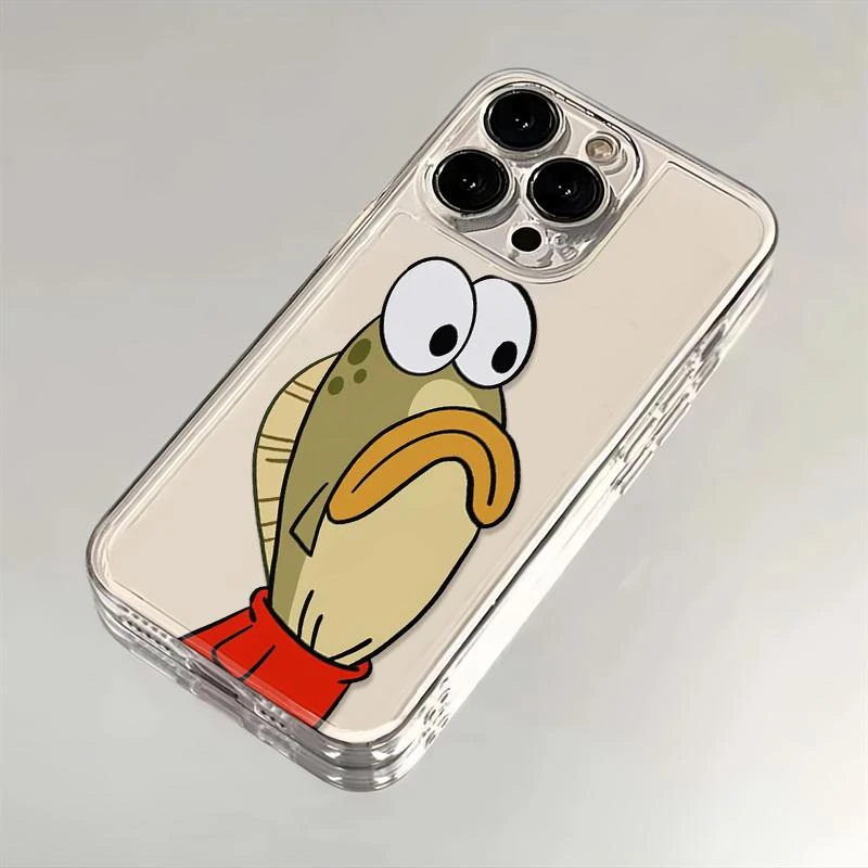 比奇堡小鱼表情适用iPhone15苹果14/13promax手机壳12/11太空壳透
