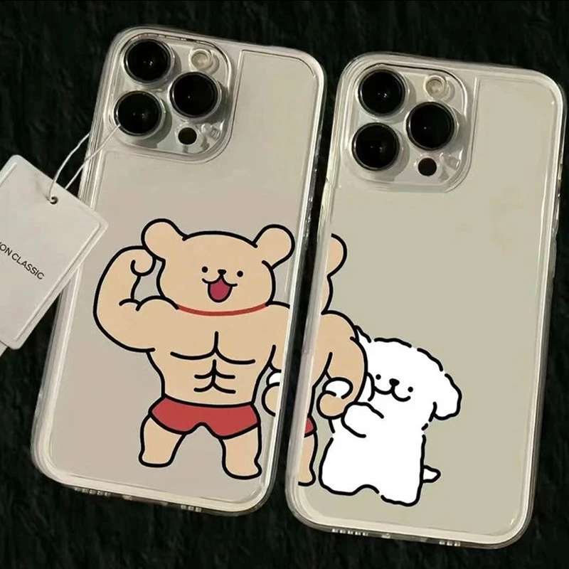 肌肉小狗苹果iPhone15/14/13promax手机壳11/12软xs情侣太空壳
