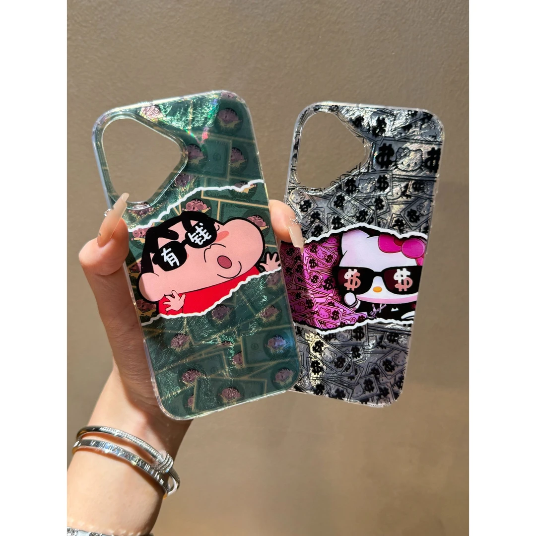 墨镜金钱小新KT适用16/15iphone/14promax高级手机壳12/11冰川壳