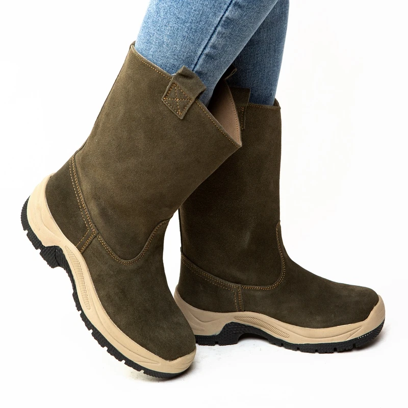 男士骑士靴单夏季新款单靴鞋蒙靴马靴皮靴不捂脚绿色中筒透气靴子