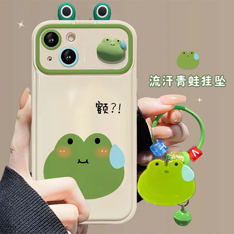 iPhone15华为OPPO荣耀VIVO小米立体卡通动物耳朵翻盖补妆镜手机壳