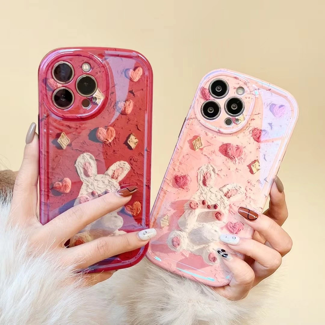 【苹果】iPhone14/13/12promax防摔创意ins油画兔子女新款手机壳
