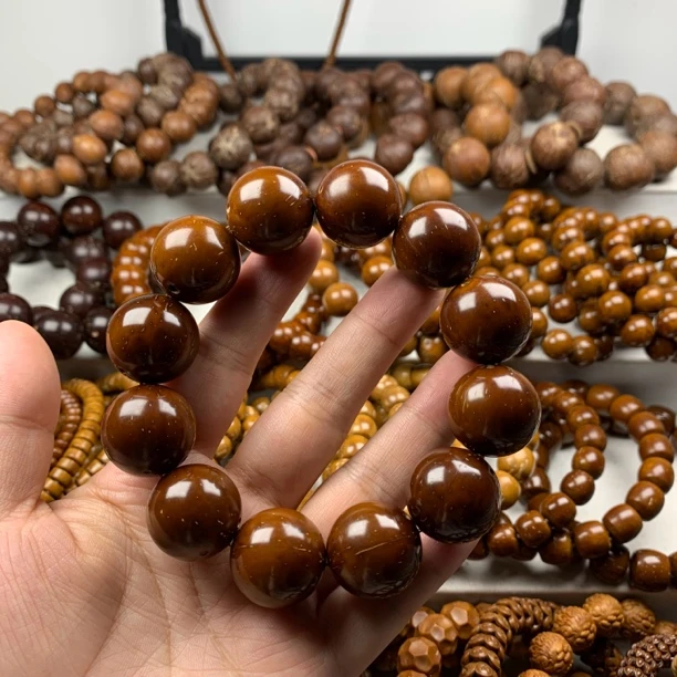 紫金鼠20.6mm半实心大光珠单圈手串少眼少线