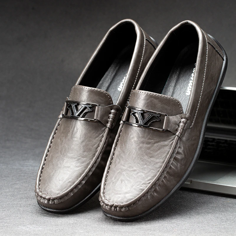 潮流男士软底青年百搭透气套脚软面商务驾车乐福鞋韩版豆豆鞋时尚