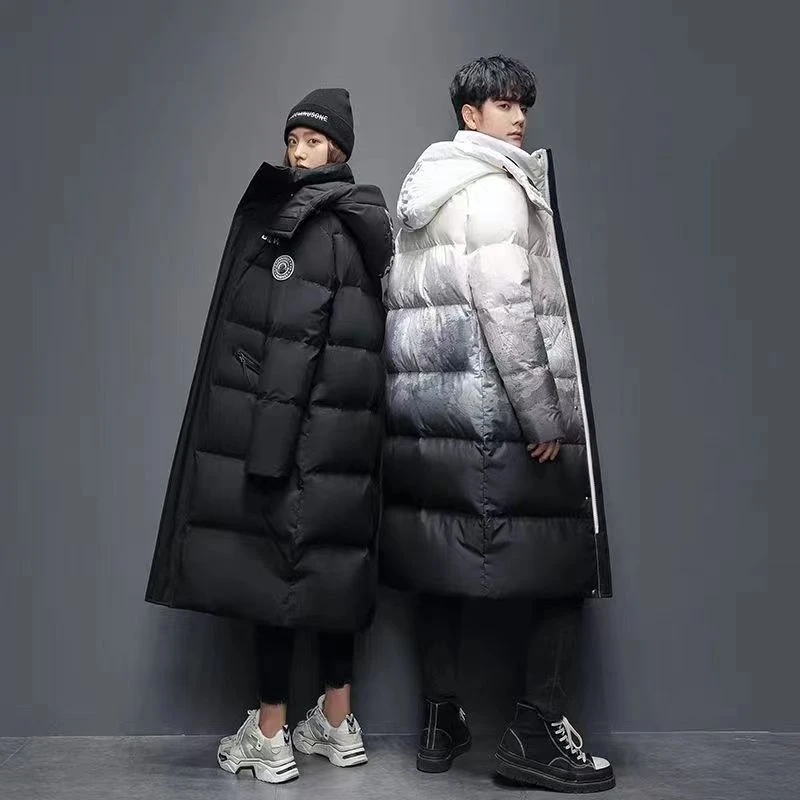波司澄爆款羽绒服男中长款2023年新款韩版冬季外穿加厚防寒渐变色