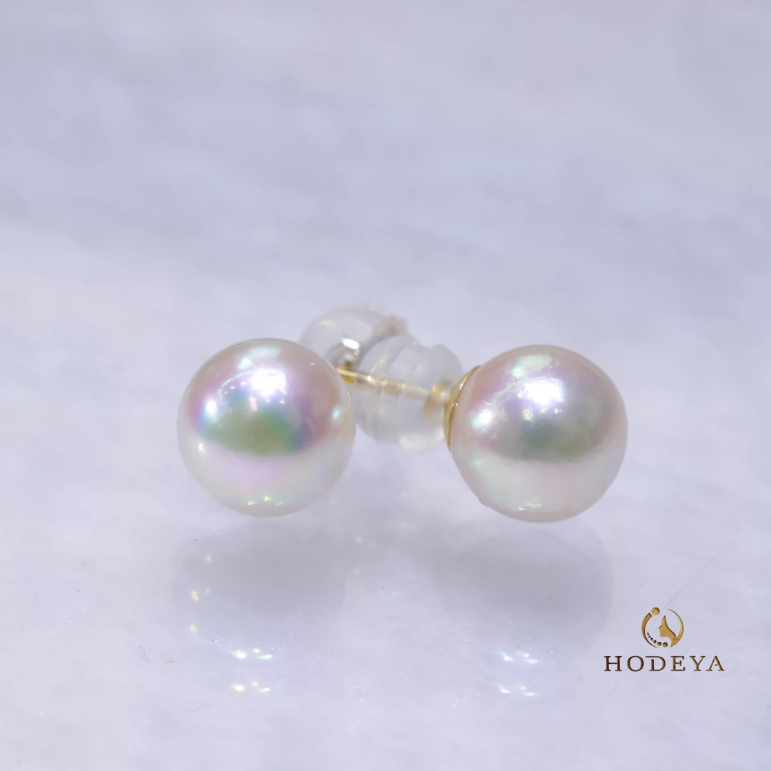 Hodeya【时光】海水akoya珍珠耳钉经典款18K金8-9mm百搭精致HD-3069