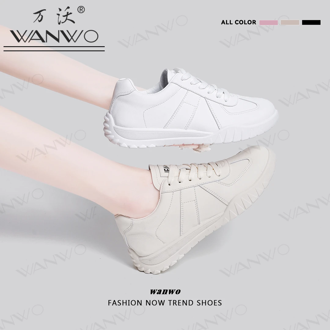 万沃软底增高女鞋5cm厚底时尚防滑轻便老爹鞋小白鞋运动鞋