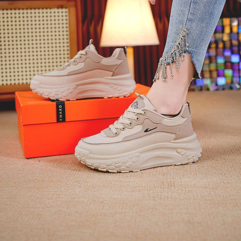 【小个子】增高5cm韩版透气软底厚底运动百搭秋季女鞋时尚休闲潮鞋