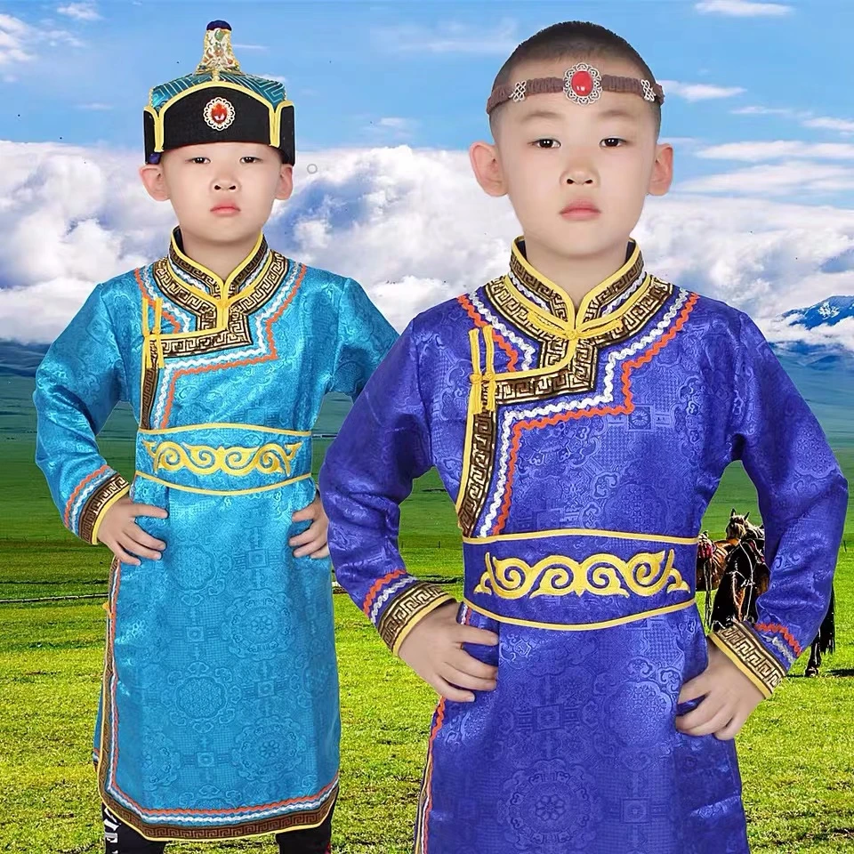 玖福男童蒙古袍春秋新款刺绣