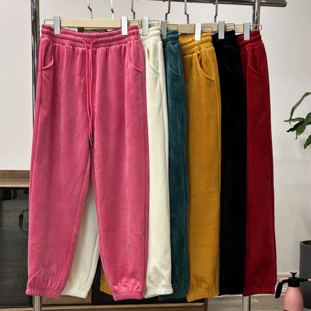 【花仙仙】29355# 暖阳阳天鹅绒冬季加绒休闲裤