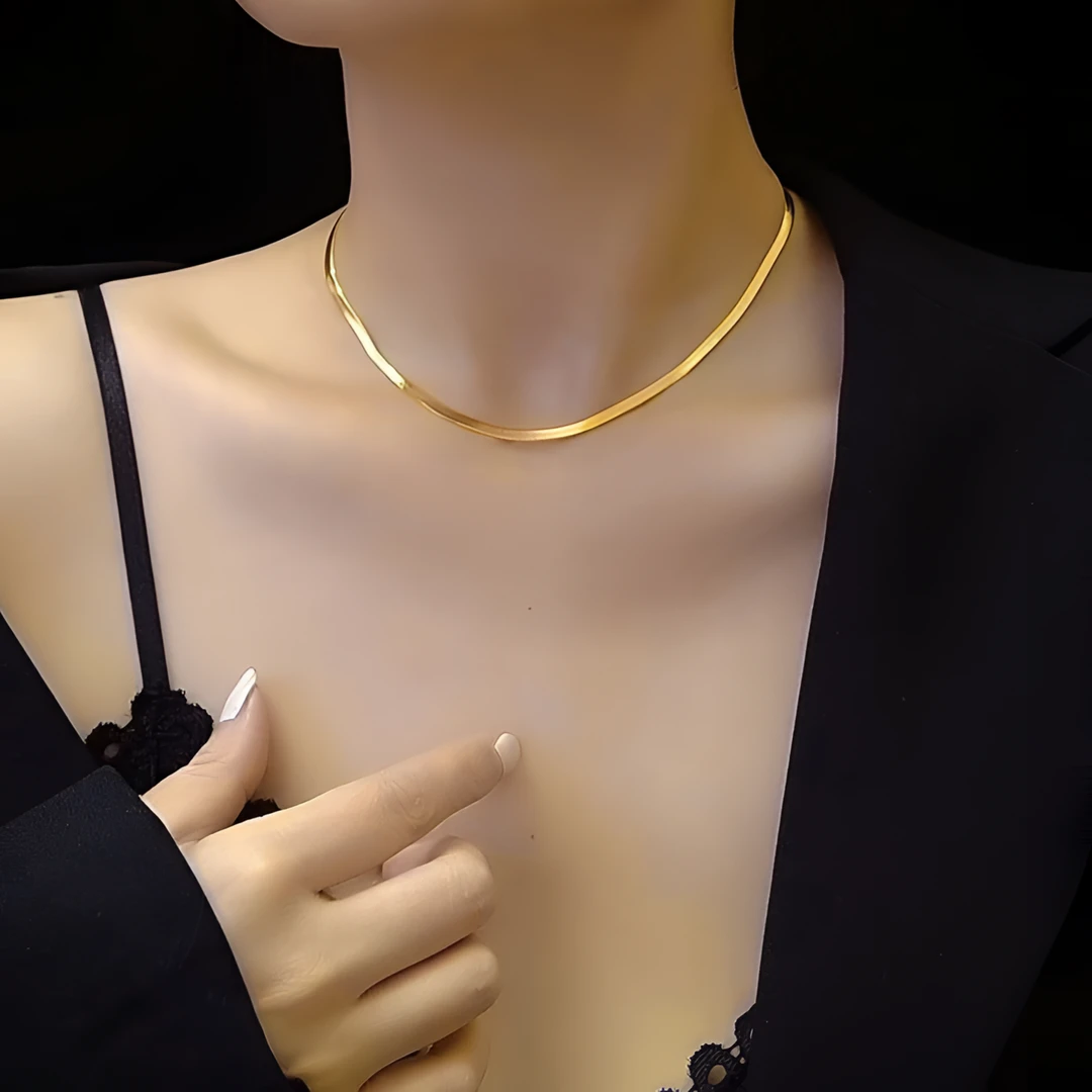 足金999简约百搭刀片蛇骨链 时尚百搭优雅 送女友有延长链