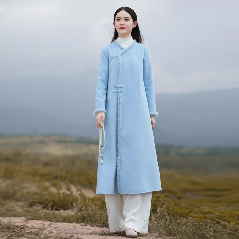 QF20200838 中式盘扣外套文艺复古春秋大衣