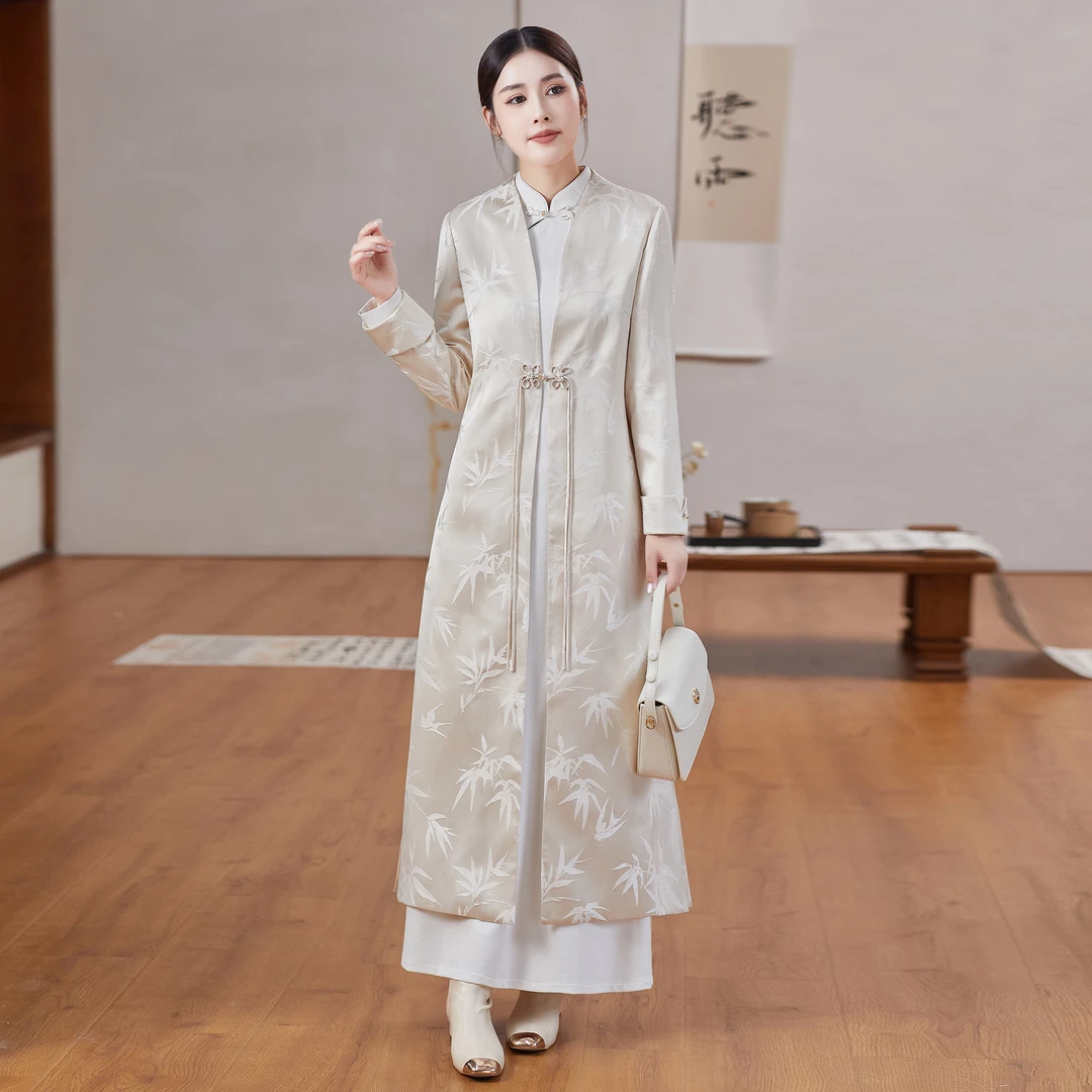 G014 改良汉服高端唐装中国风女装上衣旗袍盘扣刺绣禅意茶服